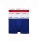Calvin Klein Zestaw 3 bawełnianych elastycznych bokserek z niskim stanem: niebieski, biały, czerwony