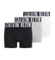 Calvin Klein Conjunto de 3 calções boxer preto, branco e cinzento
