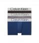 Calvin Klein Pacote de 3 Bermudas de Boxer de baixa elevao - Ao Micro azul, preto, cinzento