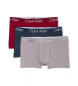 Calvin Klein Förpackning med 3 boxershorts - Modern struktur röd, blå, grå