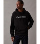 Calvin Klein Fleece sweatshirt med hætte og logo, sort