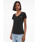 Calvin Klein Jeans T-shirt sottile con scollo a V nera