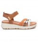 Carmela Leren sandalen 160587 bruin -Hoogte sleehak 5cm