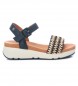 Carmela Leather Sandals 160590 navy -Height wedge 5cm