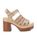 Carmela Leren sandalen 161381 beige -Helhoogte 10cm