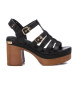 Carmela Leren sandalen 161381 zwart -Helhoogte 10cm