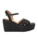 Carmela Leren sandalen met sleehak 161484 zwart -hoogte van de sleehak: 9cm