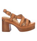 Carmela Leren sandalen 161542 bruin -hoogte hak: 10cm