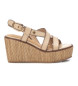 Carmela Leren sandalen 161546 beige -Hoogte 9cm sleehak
