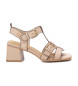 Carmela Leren sandalen 161629 beige -Helhoogte 6cm