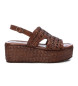 Carmela Leren sandalen 161636 bruin -Hoogte 7cm sleehak