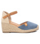 Carmela Leren sandalen 161618 blauw -Hoogte 7cm sleehak
