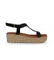 Chika10 Usnjeni sandali Athenea 14 black -Višina platforme 5,5 cm