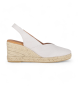 Chika10 Cibeles 11 espadrilles van zilverleer -hoge sleehak van 6 cm