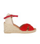 Chika10 Leather espadrilles Cibeles 12 red -Height wedge 6cm