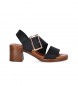 Chika10 Gotica 08 sandálias de couro preto -Altura do calcanhar 5,5cm
