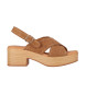 Chika10 Usnjene sandale Hachi 02 rjave -Višina pete 5 cm