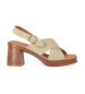 Chika10 Leren sandalen New Godo 03 beige -Helhoogte 7cm