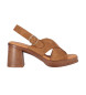 Chika10 Leren sandalen New Godo 03 bruin -Helhoogte 7cm