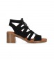 Chika10 Usnjeni sandali New Gotica 03 black -Višina pete 6 cm