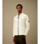 C.P. Company Giacca-camicia con zip in cotone biologico, color bianco sporco