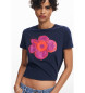 Desigual T-shirt met blauwe bloemenprint