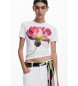 Desigual T-shirt große blume weiß