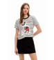 Desigual Mickey Mouse gestreiftes T-shirt weiß, schwarz