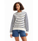 Desigual Sweatshirt stripes white imagotipo