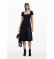 Desigual Vestido midi decotado
 preto