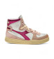 Diadora Mi Basket Metaal Leren Sneakers Gebruikt roze