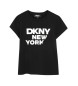 DKNY Schwarzes bedrucktes Kurzarm-T-Shirt