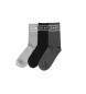 Pack de 3 calcetines Alexis gris oscuro, gris, negro 