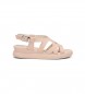 Dorking by Fluchos Læder sandaler Slam pink -Højde 5cm kile