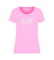 EA7 Glänzendes rosa T-Shirt aus Stretch-Baumwolle