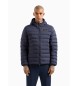 EA7 Hooded down jacket in technical fabric with hood
 navy