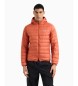 EA7 Chaqueta de plumas plegable Core Identity con capucha naranja