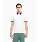 EA7 Weißes Polo-Tennisshirt aus elastischem Baumwoll-Piqué