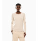 EA7 T-shirt de manga comprida em malha canelada bege