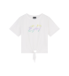 EA7 Hvid T-shirt med rund hals i elastisk bomuld Logo Series