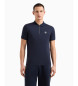 EA7 Polo con cerniera e logo blu navy