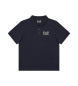 EA7 Polo a maniche corte in fresco jersey di cotone blu navy