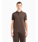 EA7 Stretch cotton knitted polo Visibility brown