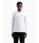 EA7 Core Identity long-sleeved polo shirt in white stretch cotton