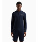 EA7 Core Identity long sleeve polo shirt in navy stretch cotton