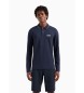 EA7 Core Identity long sleeve polo shirt in navy stretch cotton