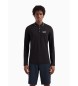 EA7 Core Identity long-sleeved polo shirt in black stretch cotton