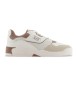 EA7 Basket Low beige leather trainers