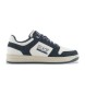 EA7 Sneaker in pelle bianca e blu scuro