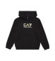 EA7 Logo Series Kapuzensweatshirt aus schwarzer Baumwolle